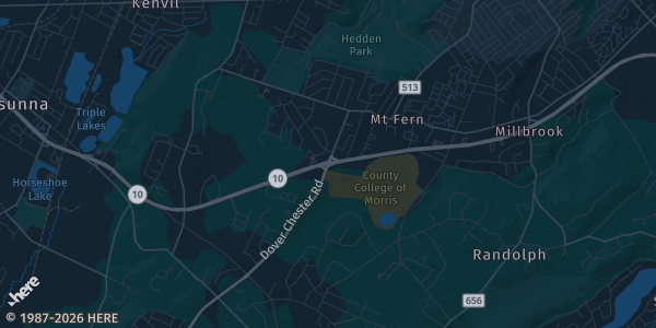 Map of Randolph, NJ. The exact address of NJ Turf Academy is not known, so the map shows the area rather than a specific building.