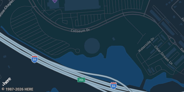 Map showing Hampton Roads Convention Center in Hampton, VA.