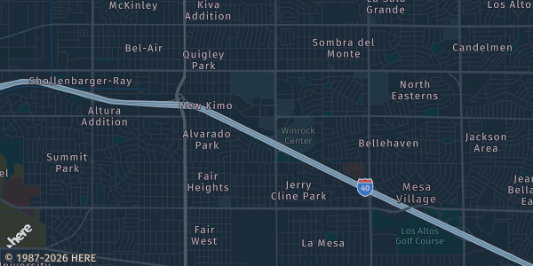 Map of Albuquerque, NM. The exact address of Marriott Hotel Albuquerque Uptown is not known, so the map shows the area rather than a specific building.