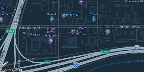 Map showing Hotel Kiva in NM.
