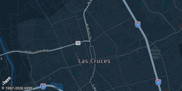 Map of Las Cruces, NM. The exact address of New Mexico Comic Expo is not known, so the map shows the area rather than a specific building.