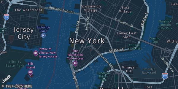 Map of New York, NY. The exact address of New York Comic Con is not known, so the map shows the area rather than a specific building.