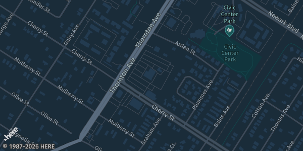 Map showing Newark Pavilion in Newark, CA.