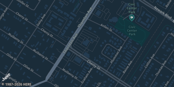 Map showing Newark Pavilion in Newark, CA.