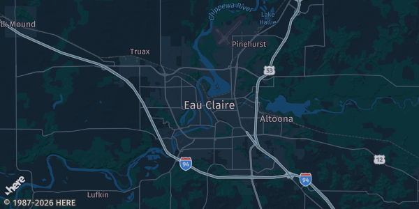 Map of Eau Claire, WI. The exact address of this venue is not known, so the map shows the area rather than a specific building.