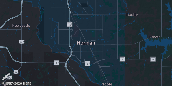 Map of Norman, OK. The exact address of Countdown Event Center is not known, so the map shows the area rather than a specific building.