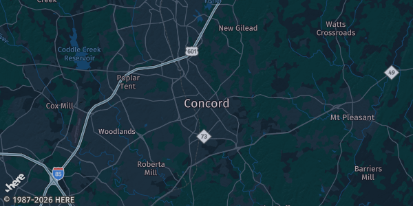 Map of Concord, NC. The exact address of this venue is not known, so the map shows the area rather than a specific building.