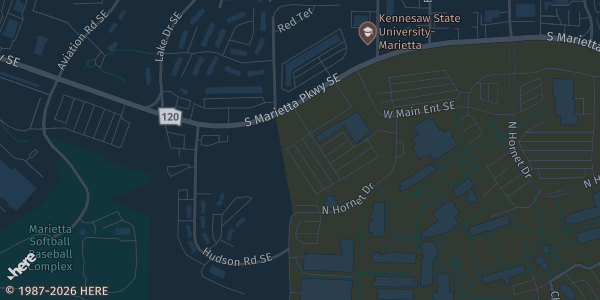 Map showing 1032 S. Marietta Parkway in Marietta, GA.