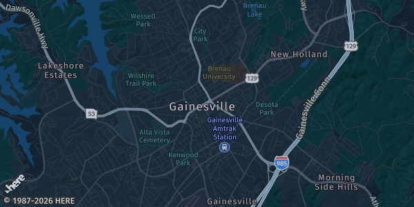 Map of Gainesville, GA. The exact address of 830 Green Street NE is not known, so the map shows the area rather than a specific building.