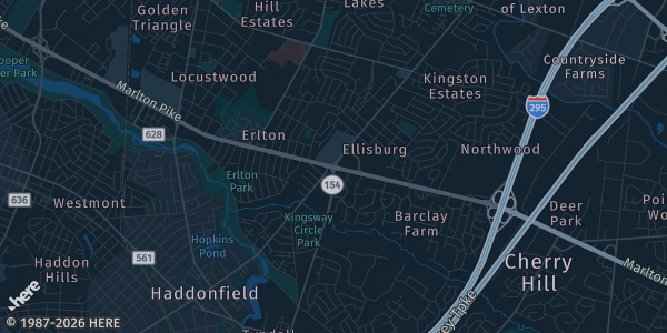 Map of Cherry Hill, NJ. The exact address of 2001 Park Blvd is not known, so the map shows the area rather than a specific building.