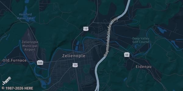 Map of Harmony, PA. The exact address of Pittsburgh Event Center is not known, so the map shows the area rather than a specific building.