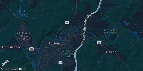 Map of Harmony, PA. The exact address of Pittsburgh Event Center is not known, so the map shows the area rather than a specific building.