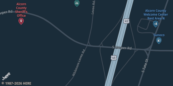 Map showing The Crossroads Arena in Corinth, MS.