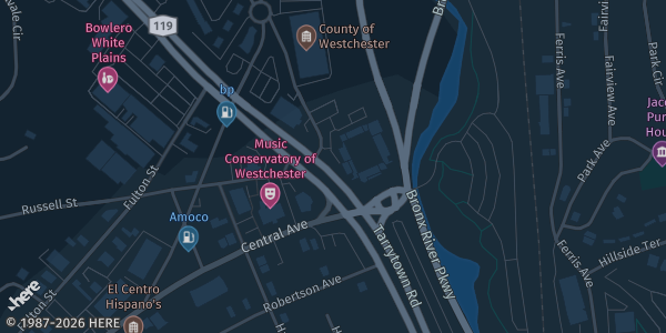 Map showing Westchester County Center in White Plains, NY.