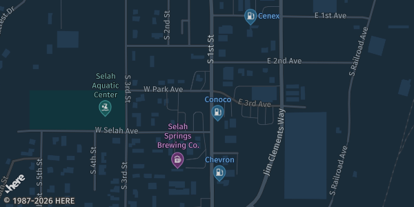 Map showing Selah Civic Center in Selah, WA.