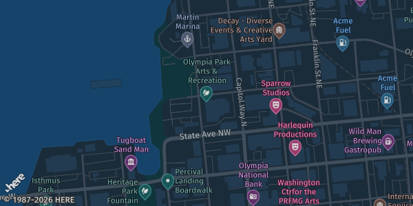 Map showing The Olympia Center in WA.