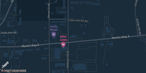 Map showing VFW Post #318 Hall in Olympia, WA.