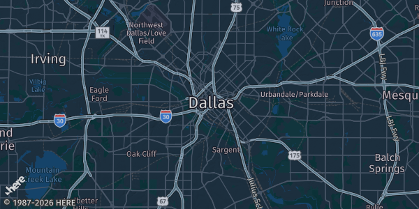 Map of Dallas, TX. The exact address of Dallas, TX (venue TBA — see txcardshows.com) is not known, so the map shows the area rather than a specific building.