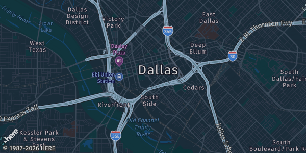 Map of Dallas, TX. The exact address of NTX Universe (Dallas) is not known, so the map shows the area rather than a specific building.