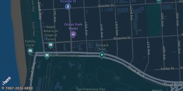 Map showing United Irish Cultural Center in San Francisco, CA.
