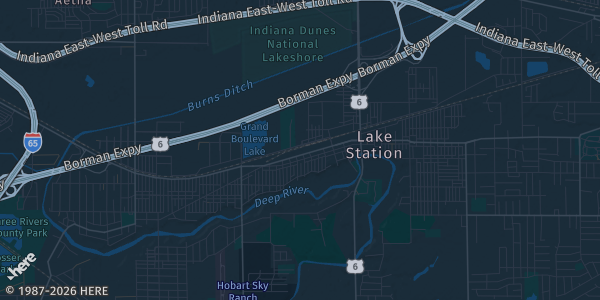 Map of Lake Station, IN. The exact address of NWI Sports Card Show is not known, so the map shows the area rather than a specific building.