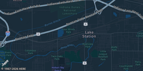 Map of Lake Station, IN. The exact address of NWI Sports Card Show is not known, so the map shows the area rather than a specific building.