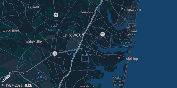 Map of Brick, NJ. The exact address of Laurelton Fire House is not known, so the map shows the area rather than a specific building.