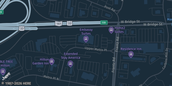 Map showing Embassy Suites in Dublin, OH.