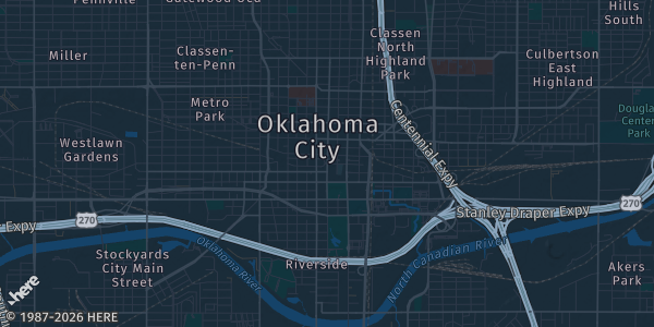 Map of Oklahoma City, OK. The exact address of Oklahoma Expo Hall State Fairgrounds is not known, so the map shows the area rather than a specific building.