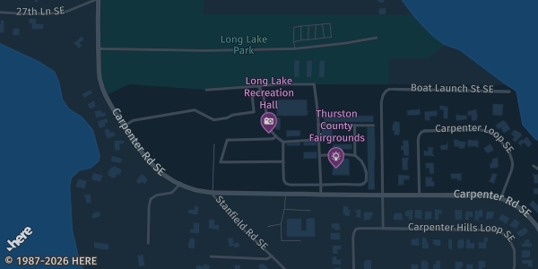 Map showing Expo Hall, Thurston County Fairgrounds in Lacey, WA.