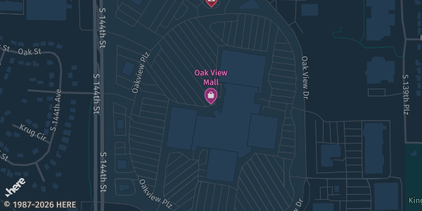 Map showing Oak View Mall in Omaha, NE.