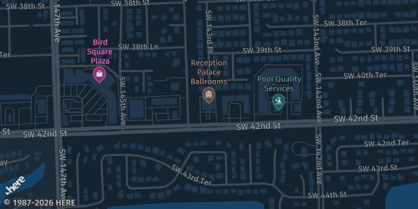 Map showing Reception Palace Ballrooms in Miami, FL.