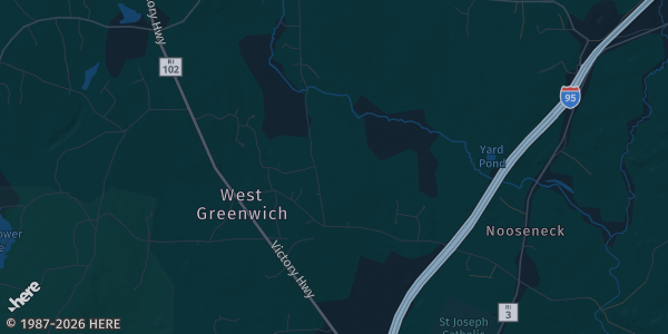Map of West Greenwich, RI. The exact address of Coventry-West Greenwich Elks Lodge #2285 is not known, so the map shows the area rather than a specific building.