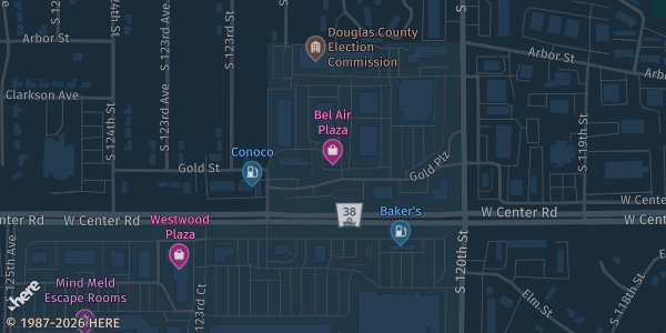 Map showing Bel Air Banquet Room in NE.