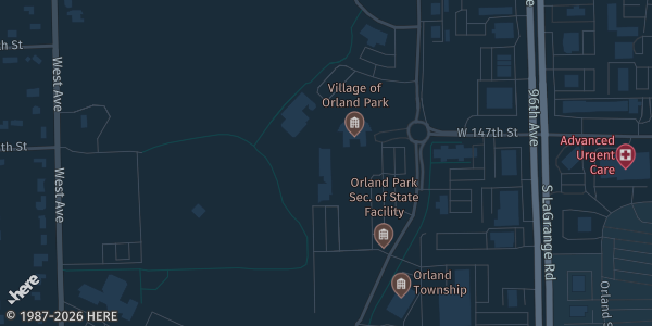 Map showing Orland Park Civic Center in Orland Park, IL.