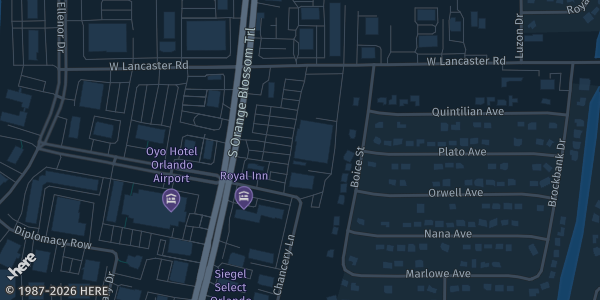 Map showing Orlando Racket Sports in Orlando, FL.