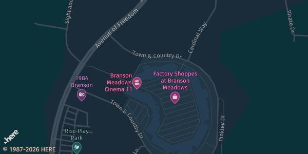 Map showing the venue in Branson, MO.