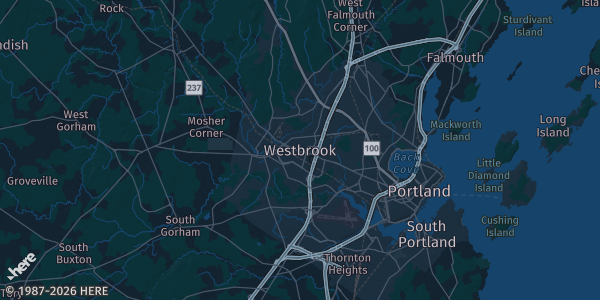 Map of Westbrook, ME. The exact address of this venue is not known, so the map shows the area rather than a specific building.