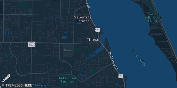 Map of Palm Bay, FL. The exact address of Ted Whitlock Community Center is not known, so the map shows the area rather than a specific building.