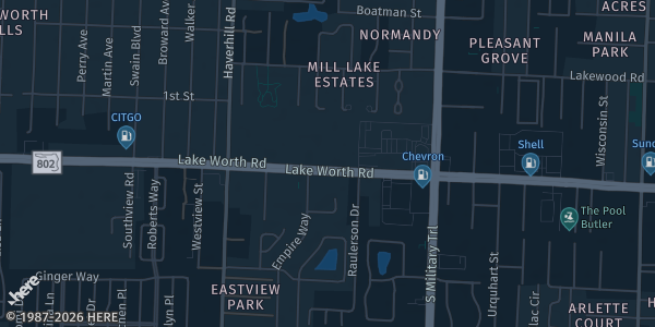 Map of Greenacres, FL. The exact address of American Polish Club is not known, so the map shows the area rather than a specific building.