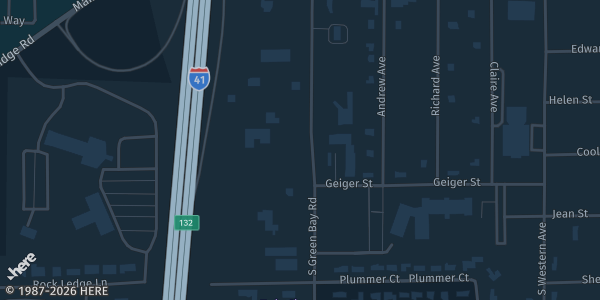 Map showing Lucky Dogz in Neenah, WI.