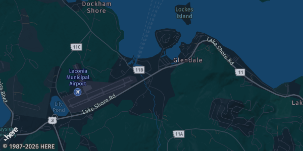 Map of Gilford, NH. The exact address of The Village at Paugus Bay is not known, so the map shows the area rather than a specific building.
