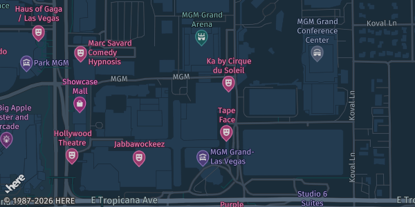 Map showing MGM Grand in Las Vegas, NV.