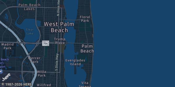 Map of Palm Beach, FL. The exact address of Burns Road Community Center is not known, so the map shows the area rather than a specific building.