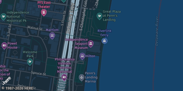 Map showing Independence Seaport Museum in Philadelphia, PA.