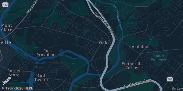 Map of Oaks, PA. The exact address of Greater Philadelphia Expo Center, Hall E is not known, so the map shows the area rather than a specific building.