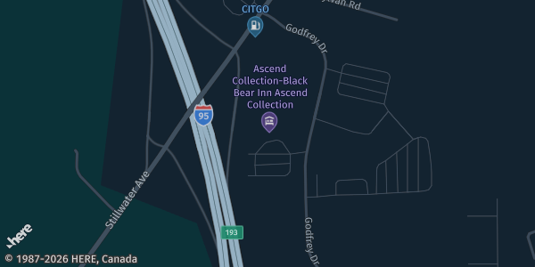 Map showing Black Bear Inn in Orono, ME.