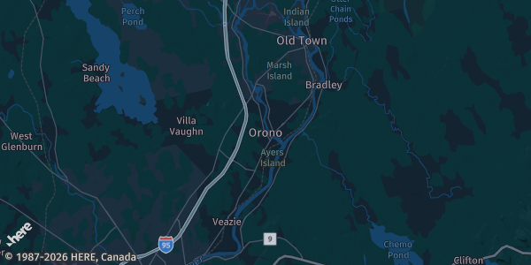 Map of Orono, ME. The exact address of this venue is not known, so the map shows the area rather than a specific building.