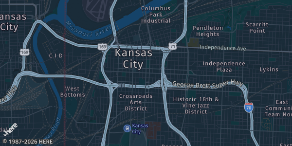 Map of Kansas City, MO. The exact address of Planet Comicon is not known, so the map shows the area rather than a specific building.