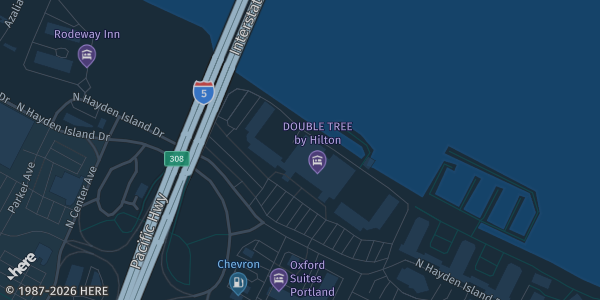 Map showing Holiday Inn Portland - Columbia Riverfront in Portland, OR.